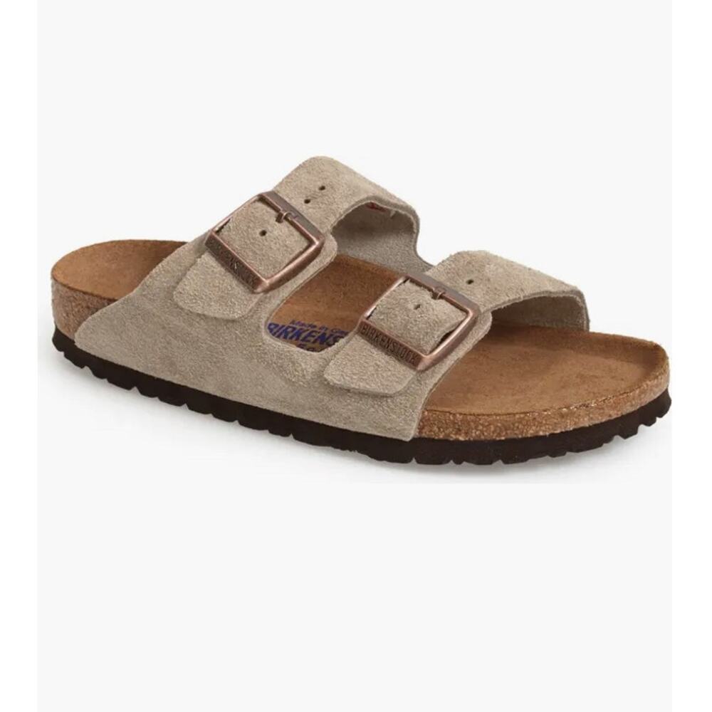 Birkenstock slide sandal taupe suede size 39